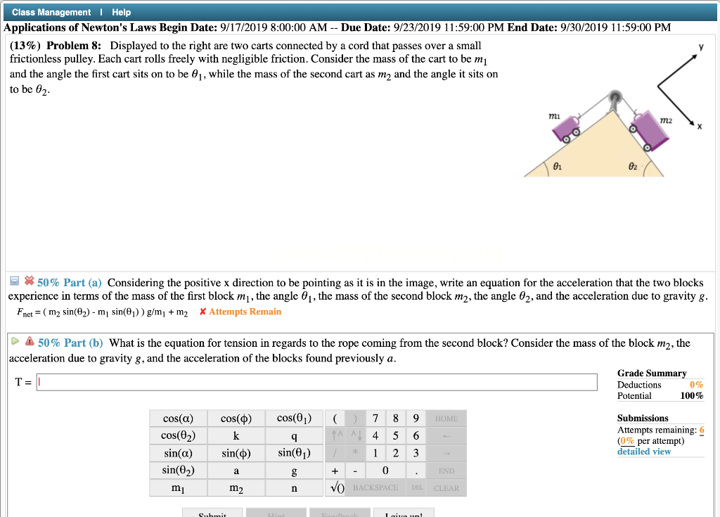 Solved Class Management | Help Applications Of Newton's Laws | Chegg.com