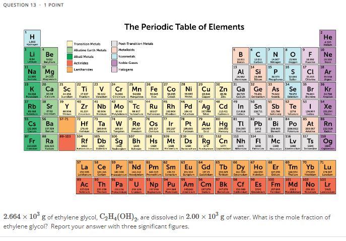 Solved 2.664 103 g of ethylene glycol C2H4 OH 2 are Chegg