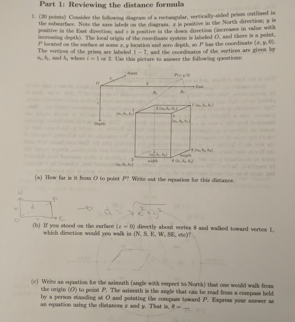 Solved Part 1: Reviewing the distance formula 1. (20 points) | Chegg.com