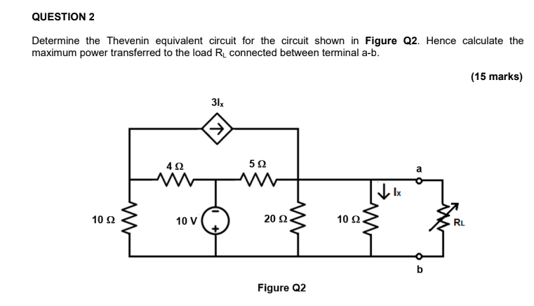 Solved QUESTION 2 Determine The Thevenin Equivalent Circuit | Chegg.com