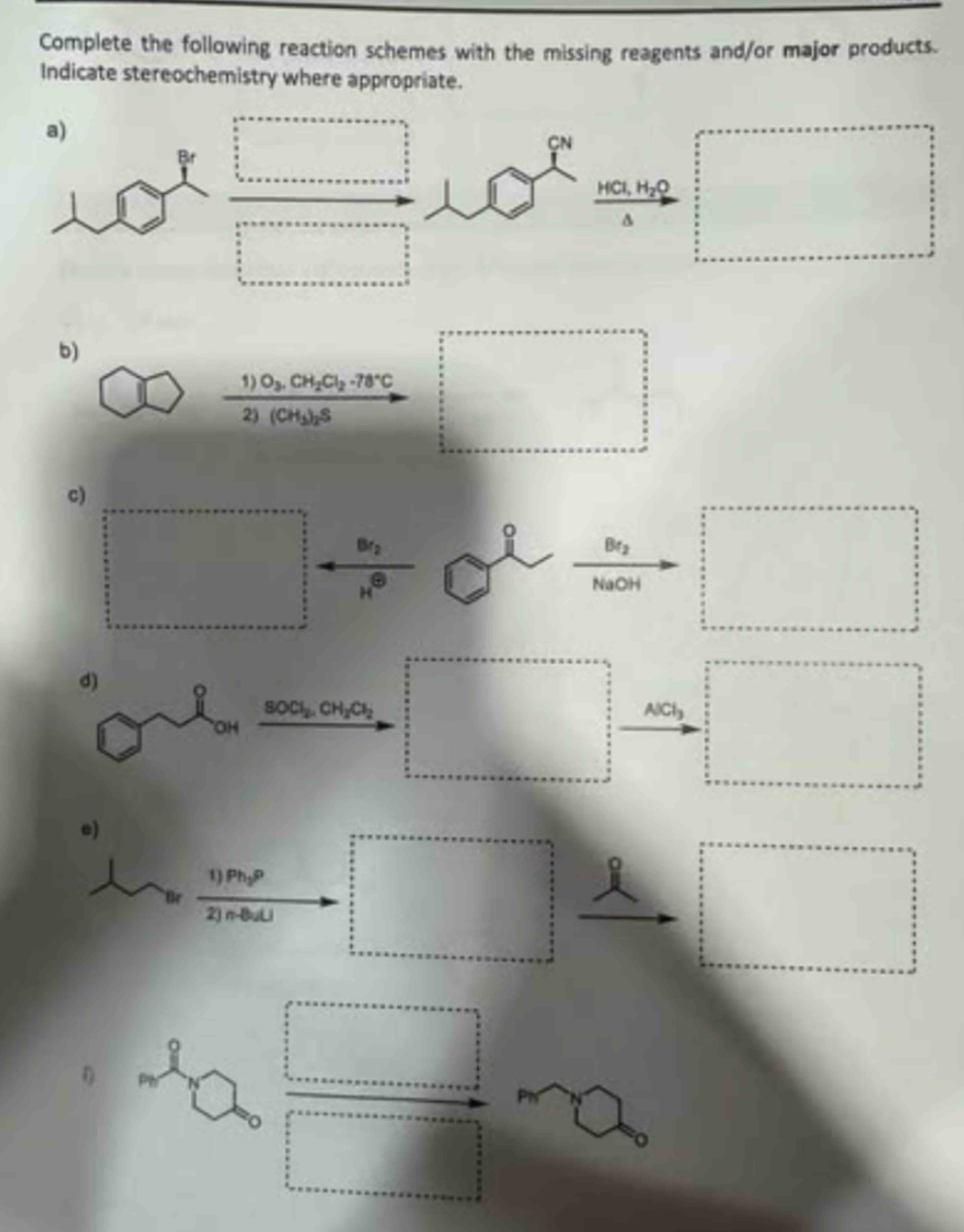Solved Complete the following reaction schemes with the | Chegg.com