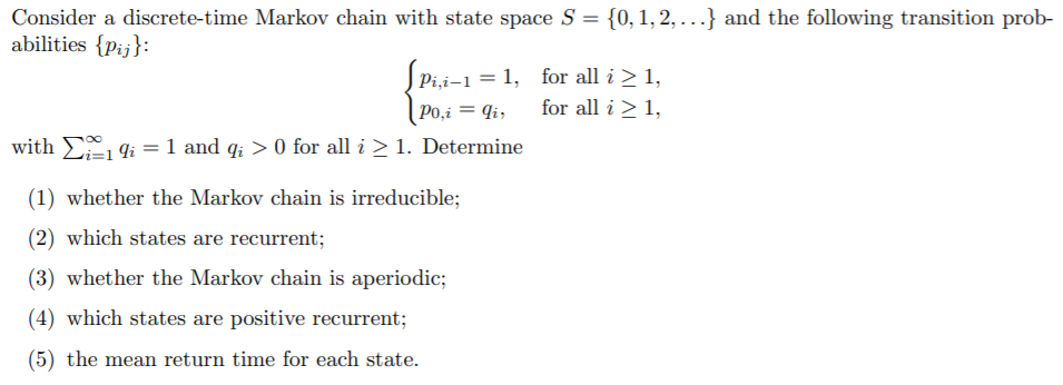 Consider a discrete-time Markov chain with state | Chegg.com