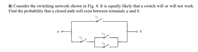 Solved 4) Consider The Switching Network Shown In Fig. 4 . | Chegg.com