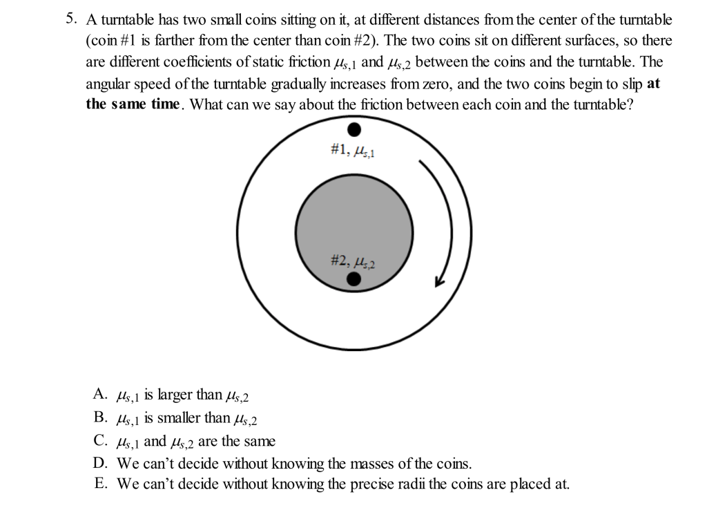 Solved 5. A Turntable Has Two Small Coins Sitting On It, At | Chegg.com