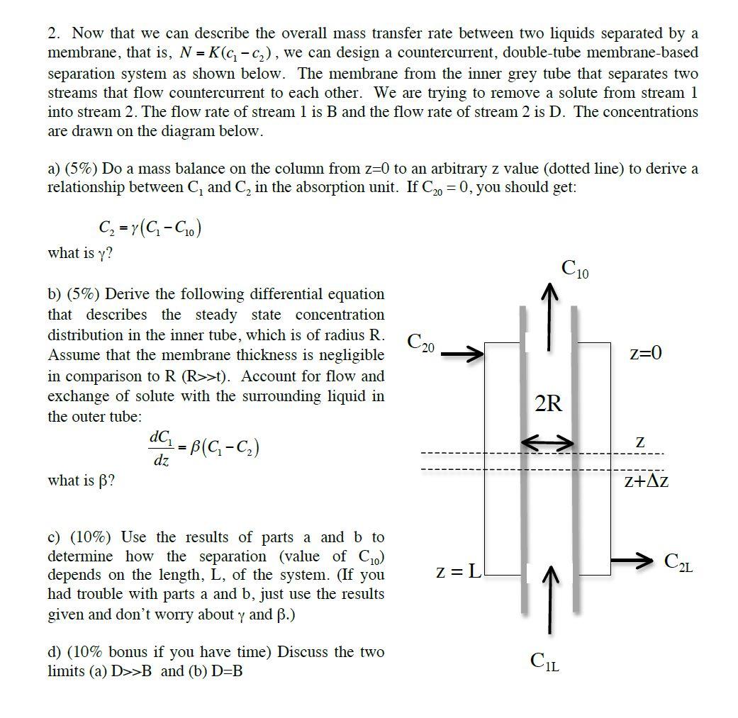 Solved 2. Now that we can describe the overall mass transfer | Chegg.com