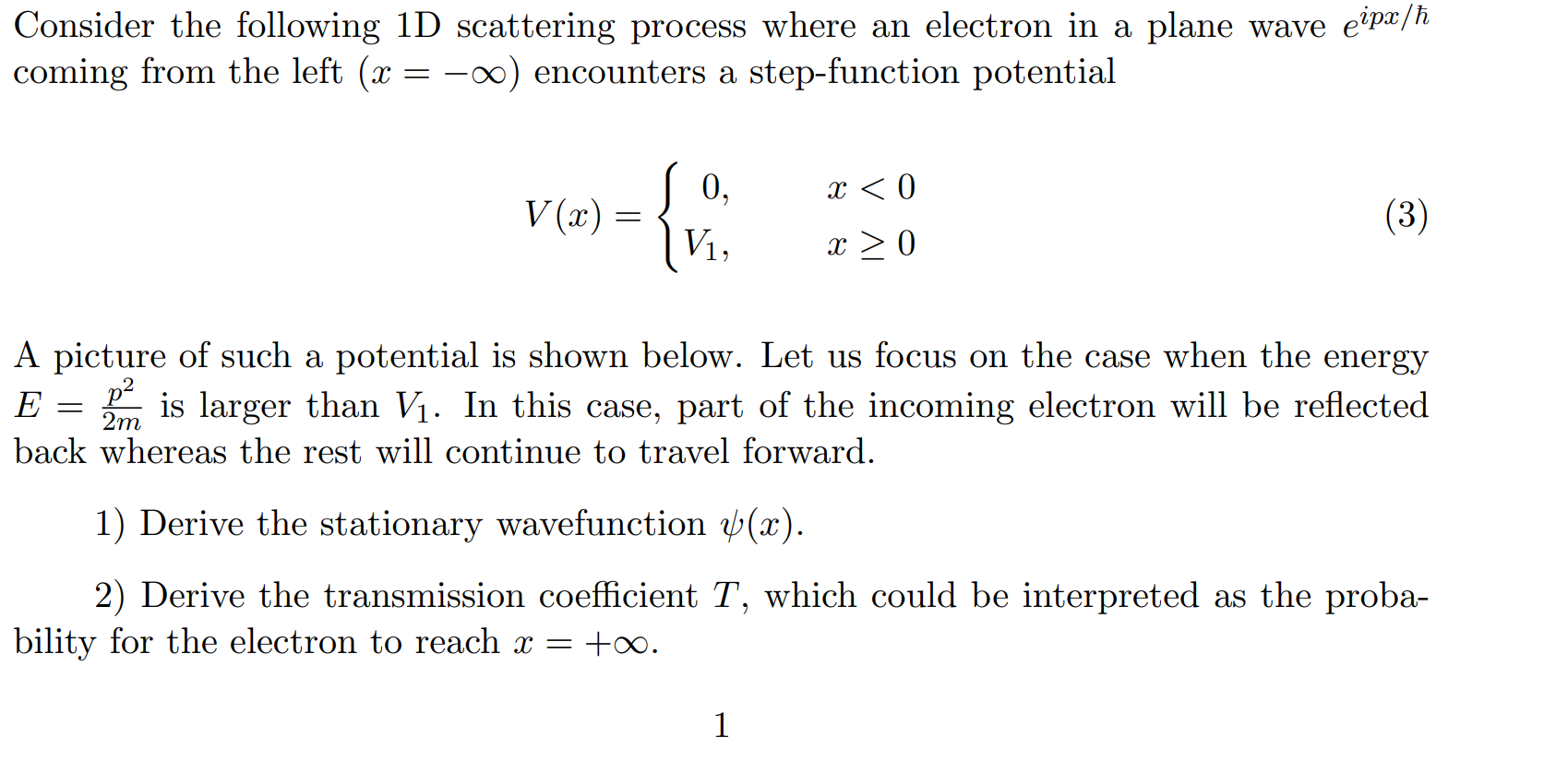 Solved Consider The Following 1d Scattering Process Where Chegg Com