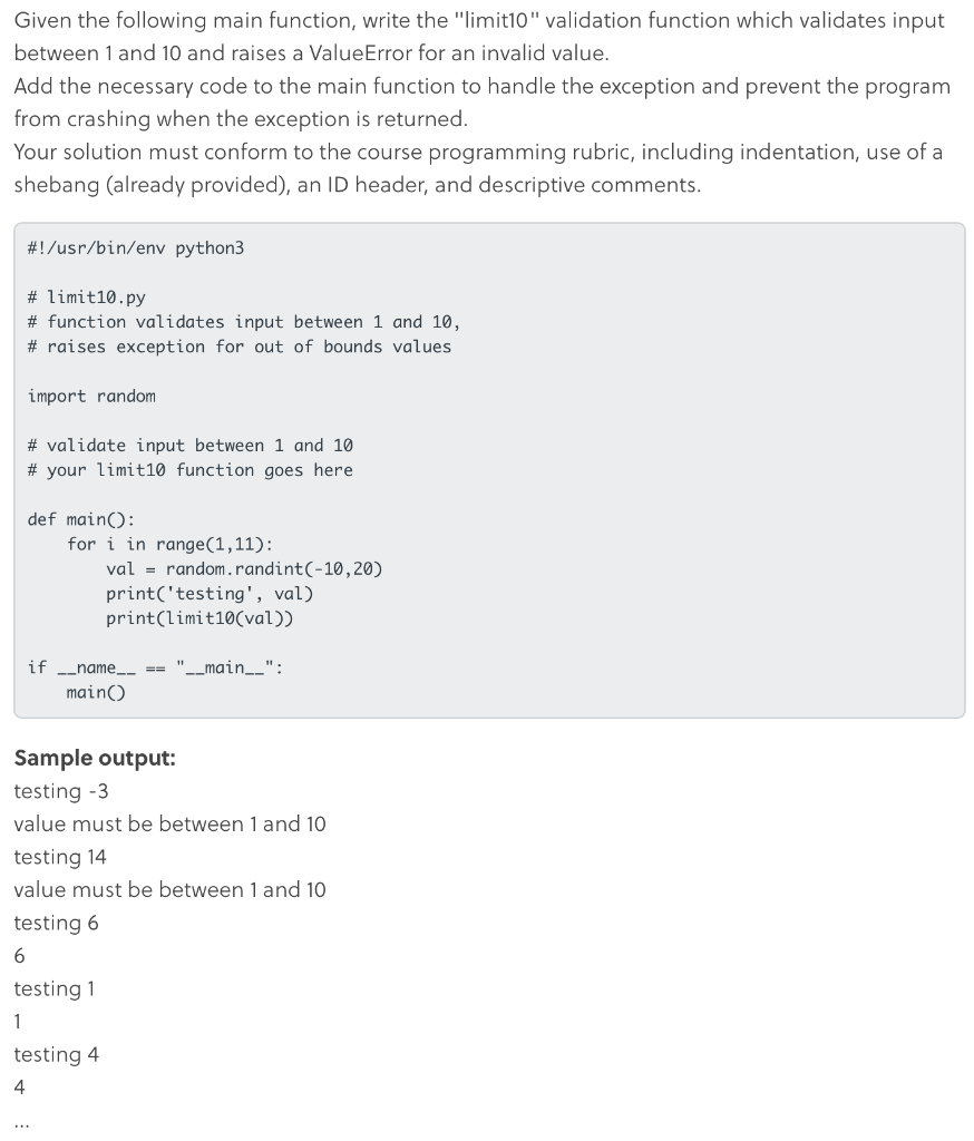 Solved Given the following main function, write the | Chegg.com