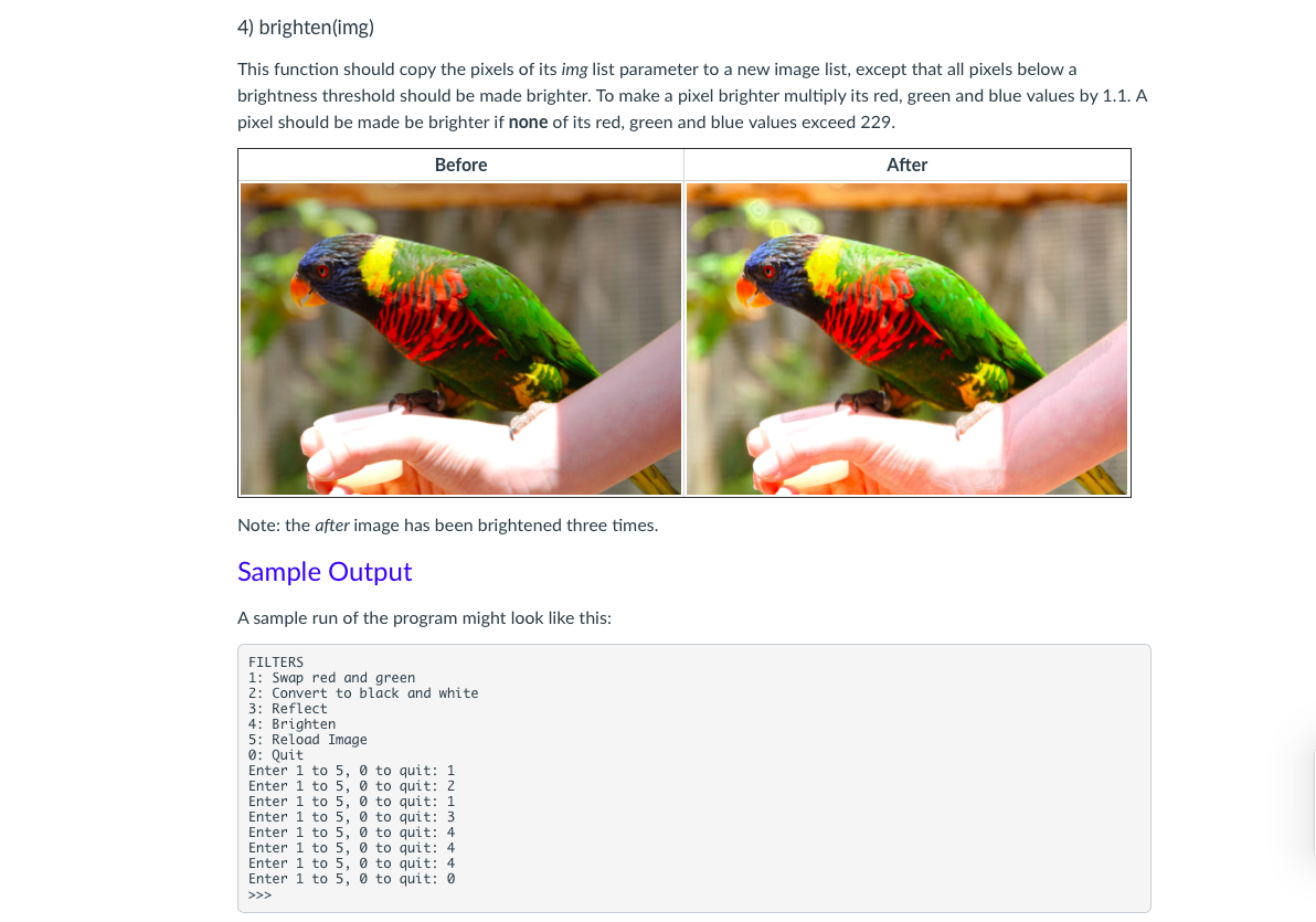 You are to implement four image filters that can be | Chegg.com