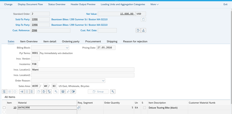 Change display document flow status overview header output preview loading units and aggregation categories more exit standar