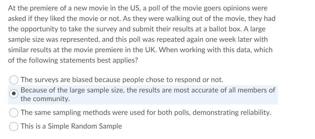 Solved At the premiere of a new movie in the US, a poll of | Chegg.com