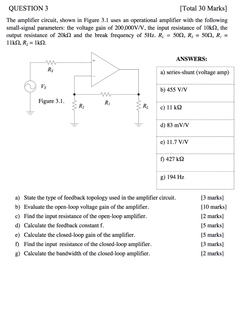 Solved QUESTION 3 [Total 30 Marks] The amplifier circuit, | Chegg.com