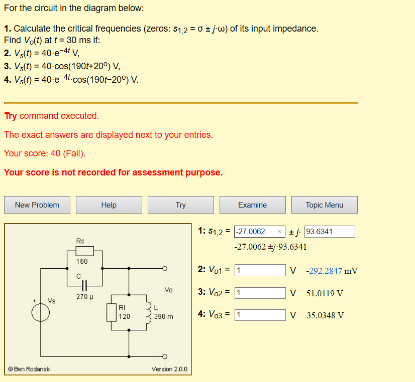 Solved For the circuit in the diagram below: 1. Calculate | Chegg.com