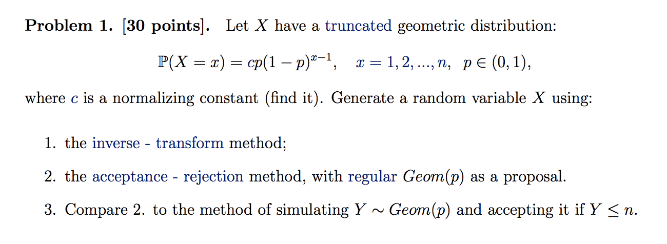 Problem 1 30 Points Let X Have A Truncated Geo Chegg Com