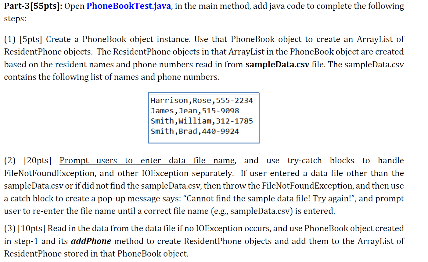 Solved Part-1[40pts]: Open ResidentPhone.java, and complete | Chegg.com