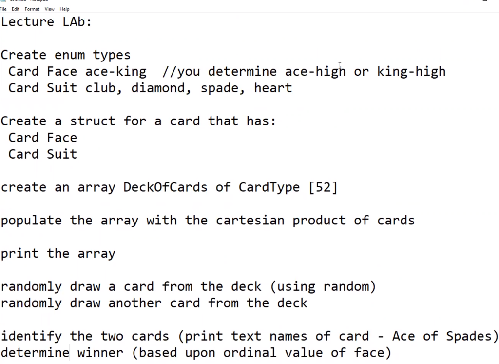 Solved File Edit Format View Help Lecture LAB Create enum