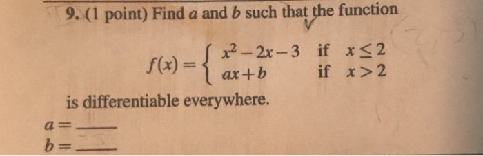 Solved Find A And B Such That The Function Is Differentiable | Chegg.com