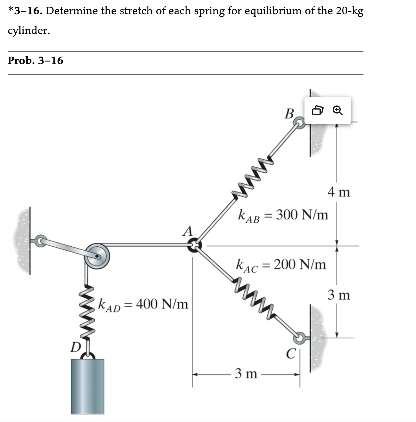 Solved ∗3−16 Determine The Stretch Of Each Spring For 2397