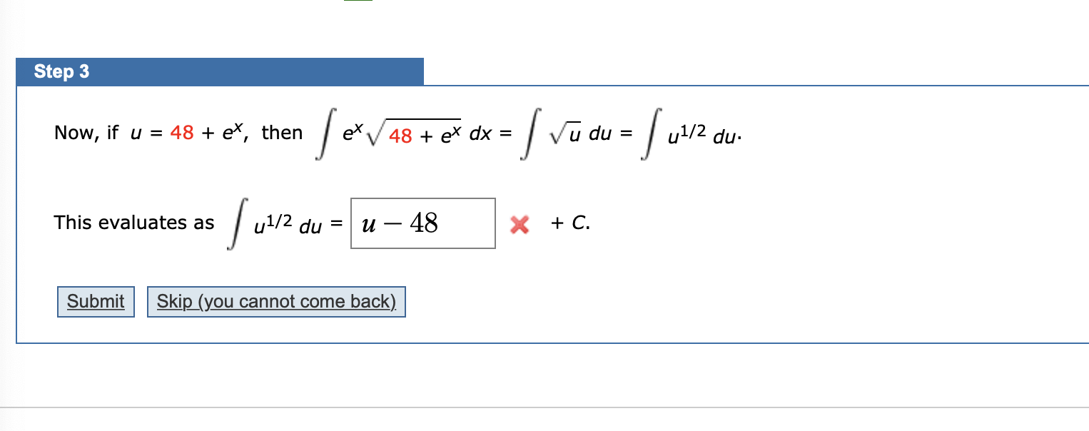 Solved Step 3 Now If U 48 Et Then Fex48 Ex Dx V Chegg Com