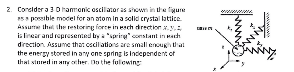 Solved 2. Consider a 3-D harmonic oscillator as shown in the | Chegg.com