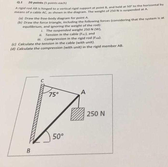 Solved A rigid rod AB is hinged to a vertical rigid support | Chegg.com