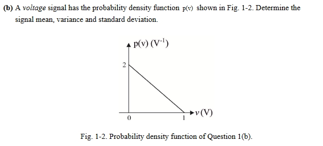 Solved (b) A voltage signal has the probability density | Chegg.com