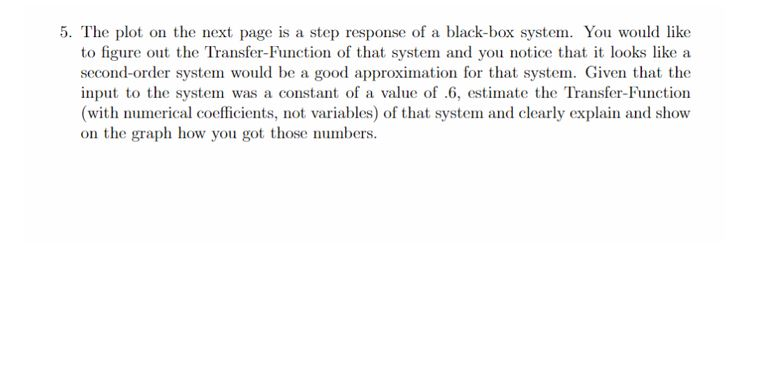 5. The plot on the next page is a step response of a | Chegg.com