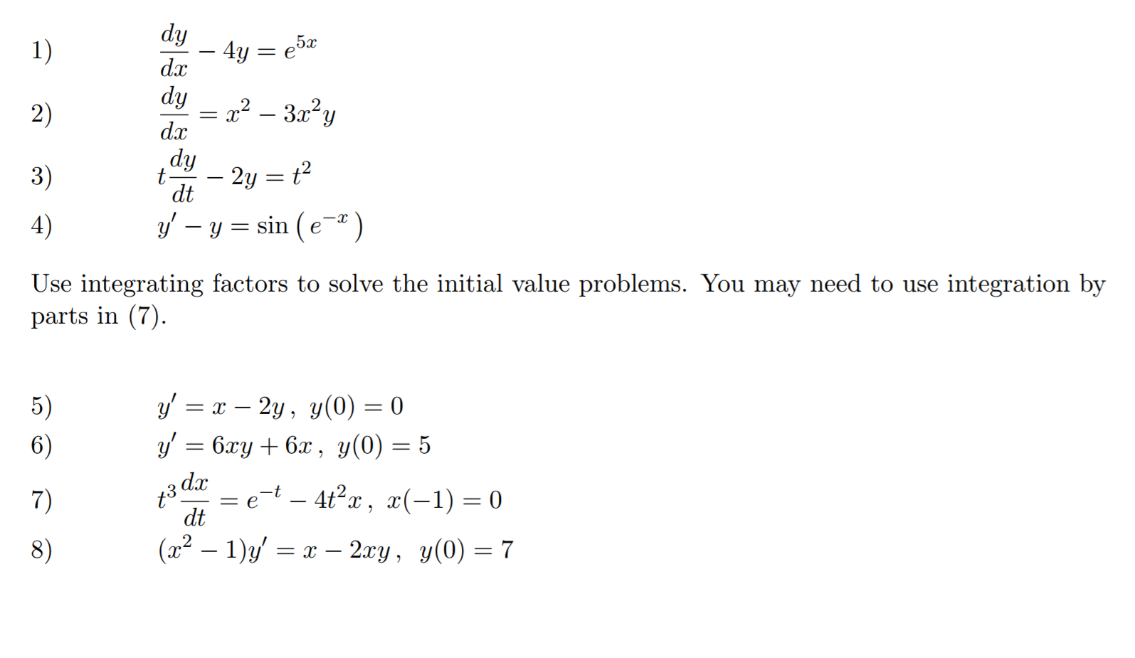 Solved Integrating Factors Use integrating factors to solve | Chegg.com