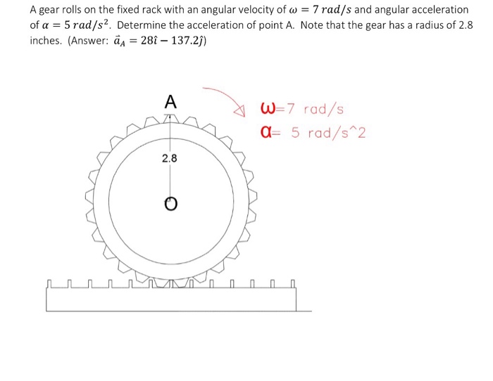 Solved A gear rolls on the fixed rack with an angular | Chegg.com