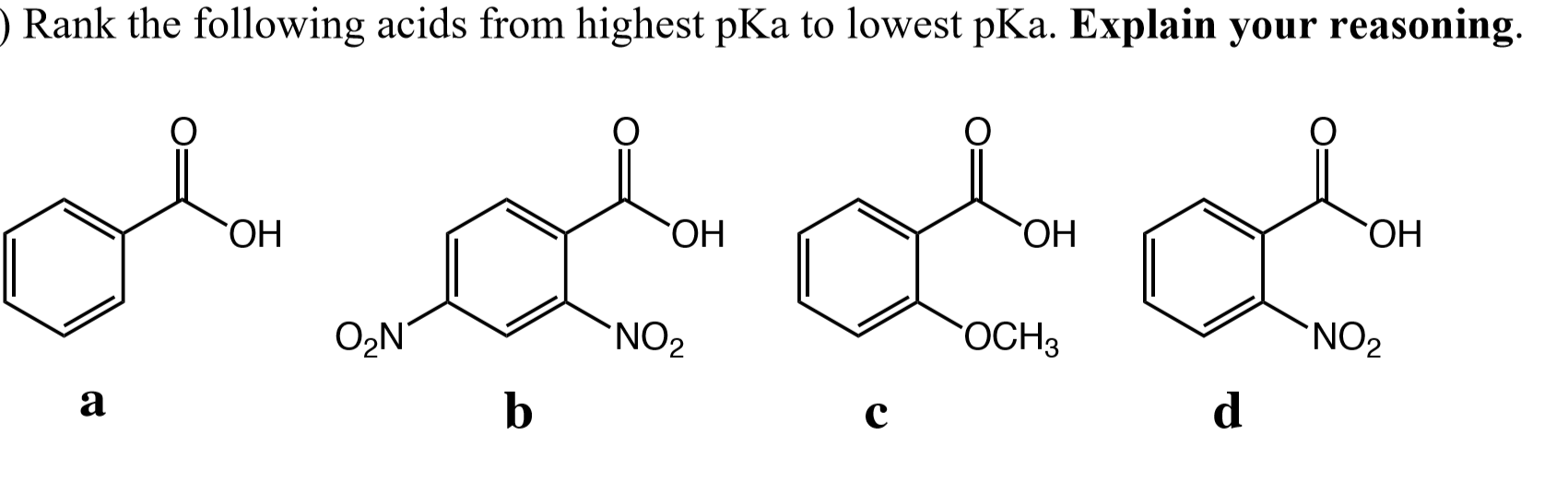 Solved Rank the following acids from highest pKa to lowest