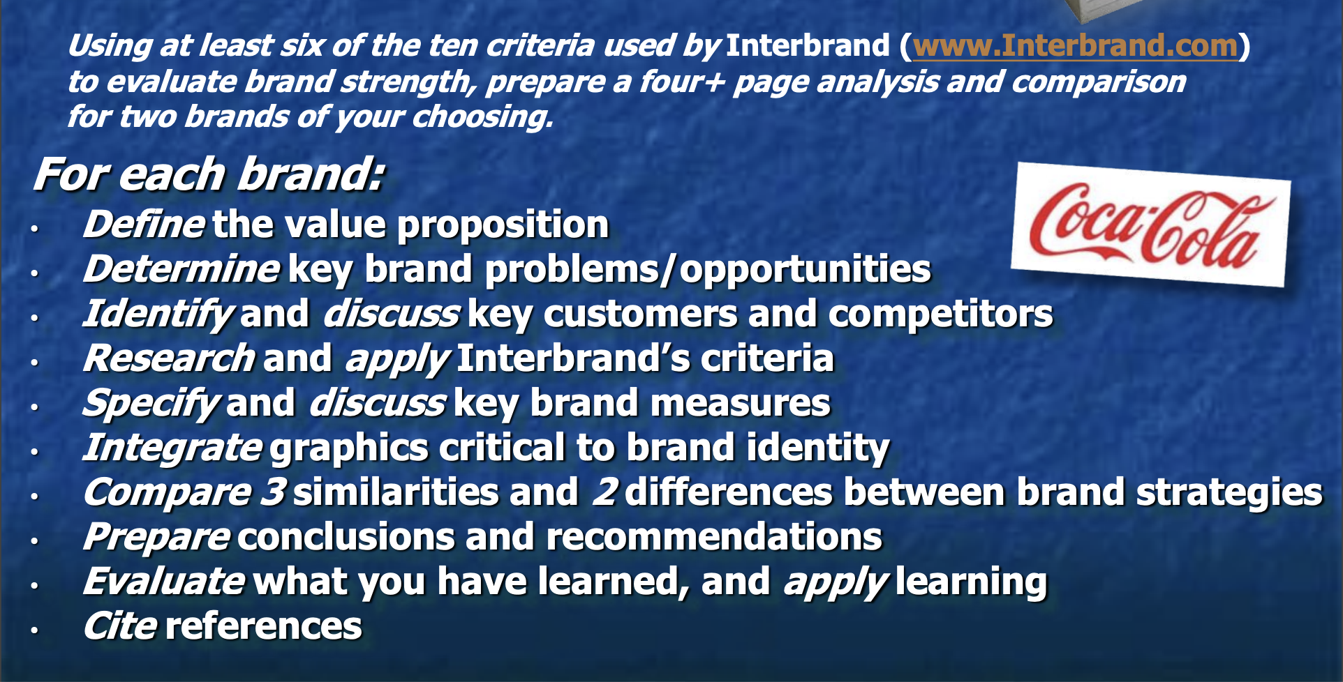 Using at least six of the ten criteria used by | Chegg.com