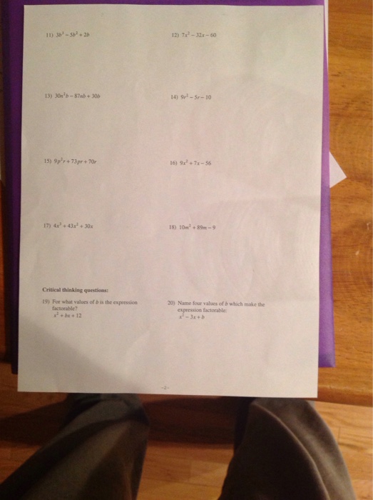 Solved 3b^3 - sb^2 + 2b 7x^2 -32x - 60 30n^3 b - 87eb + | Chegg.com