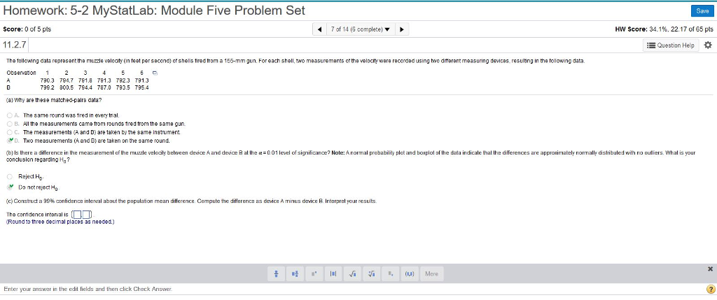 Solved Homework: 5-2 MyStatLab: Module Five Problem Set | Chegg.com