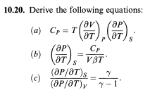 Solved 10.20. Derive the following equations: (ару (a) C = T | Chegg.com