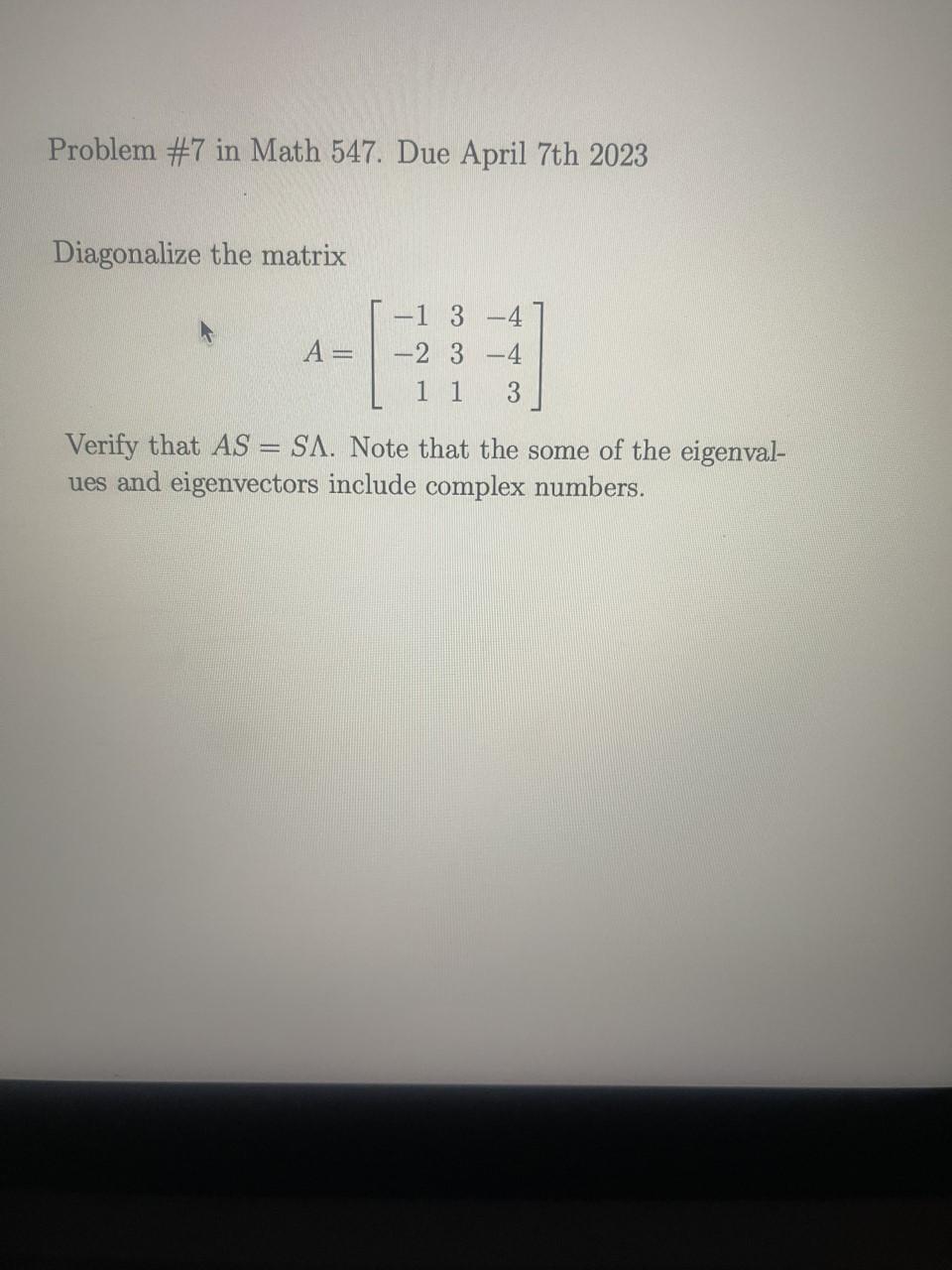 Solved Problem \#7 in Math 547. Due April 7th 2023 | Chegg.com