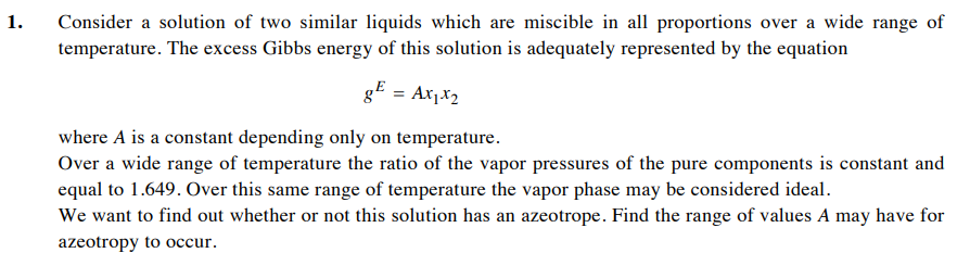 Solved 1. Consider a solution of two similar liquids which | Chegg.com