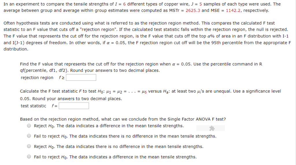 Solved In an experiment to compare the tensile strengths of | Chegg.com