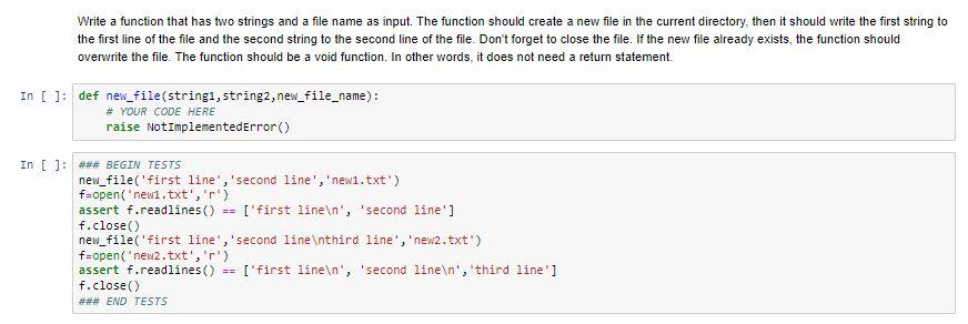 Solved Write a function that has two strings and a file name | Chegg.com