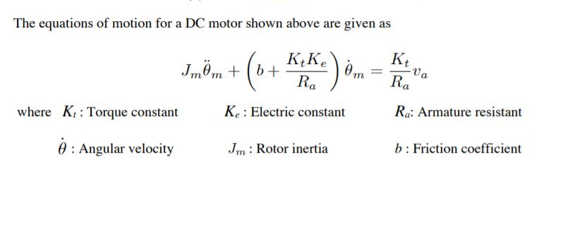 Solved The equations of motion for a DC motor shown above | Chegg.com