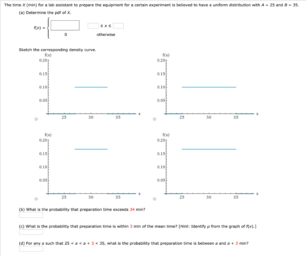 Solved The time X (min) for a lab assistant to prepare the | Chegg.com