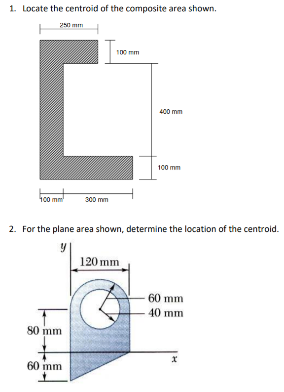 Solved 1. Locate the centroid of the composite area shown. | Chegg.com