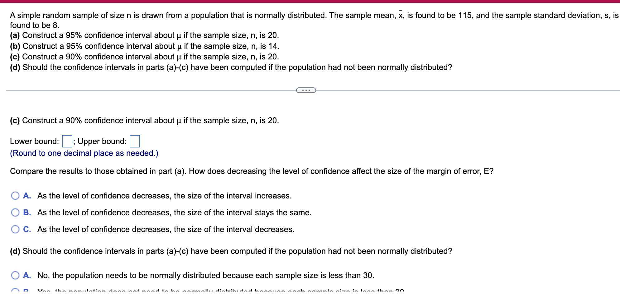 Solved A simple random sample of size n is drawn from a | Chegg.com