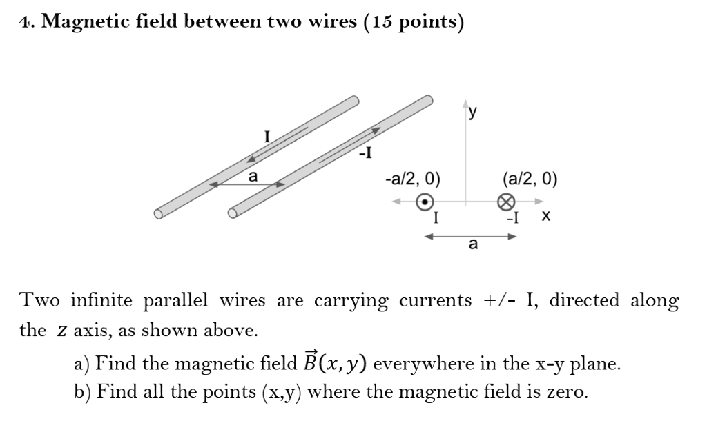 Solved 4. field between two wires (15 points) I
