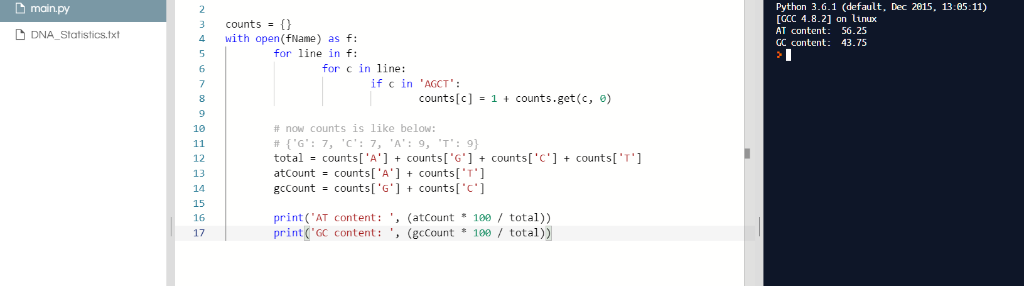 Solved Python Write Program Calculates Gc Content E Percentage G C Percentage T Given Sequence Ma Q