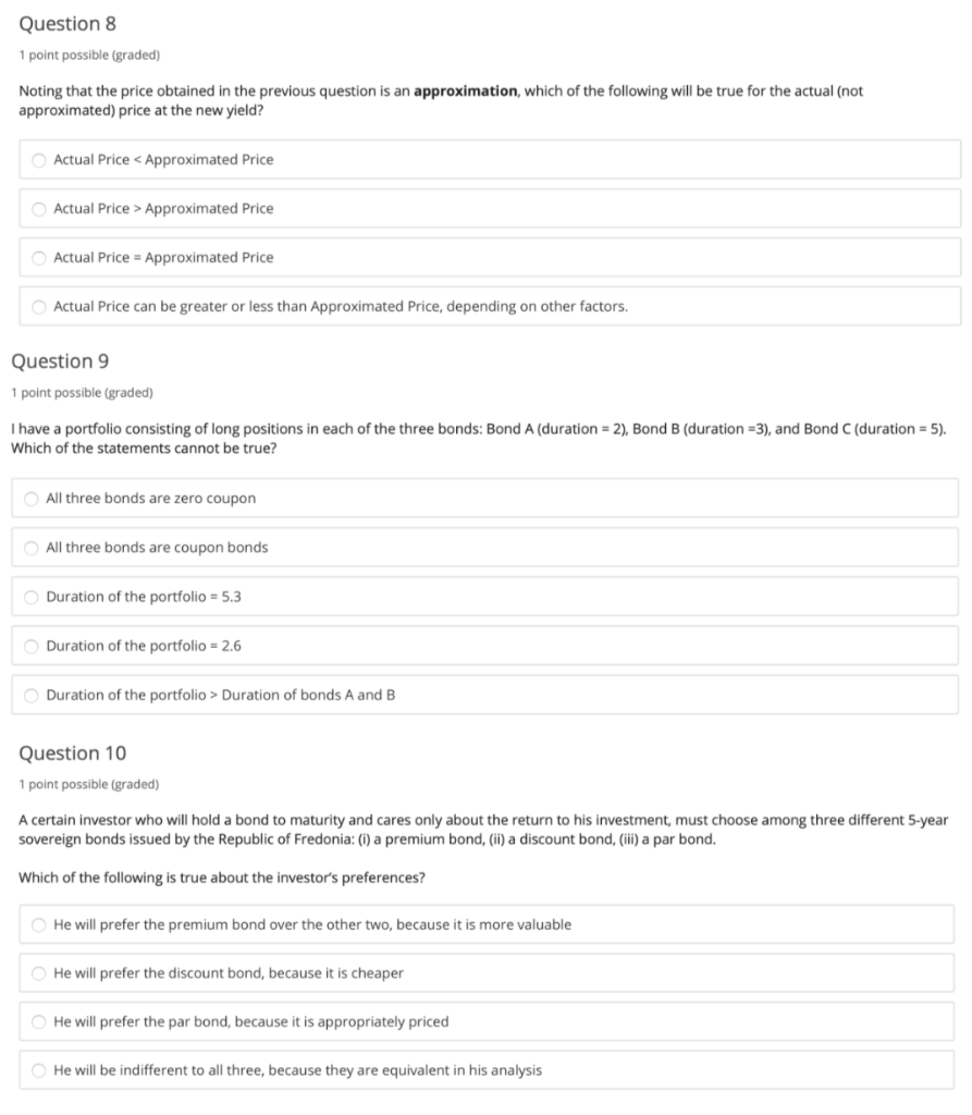 Solved Question 3 point possible (graded) Bond L: 2-year | Chegg.com