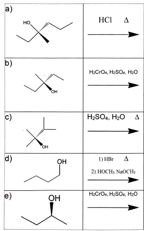 Solved A) НСІ A но B) H2CRO4, H2SO4, H20 он C) HaSO4, H20 д | Chegg.com