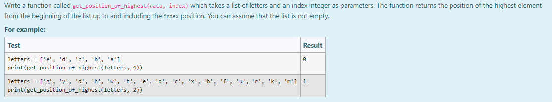 Solved Write a function called get_position_of_highest(data, | Chegg.com