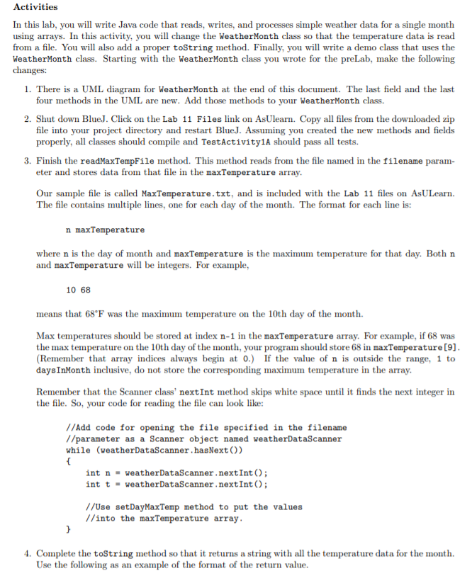 Activities In this lab, you will write Java code that | Chegg.com