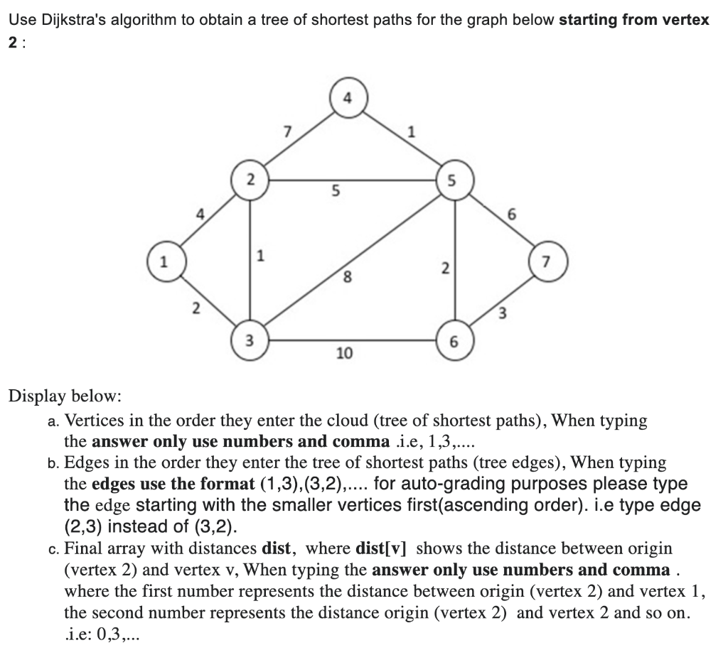 Solved Use Dijkstra's algorithm to obtain a tree of shortest | Chegg.com