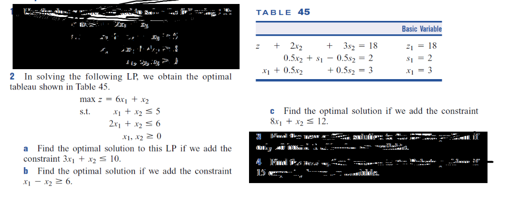 Solved In solving the following LP, we obtain the | Chegg.com