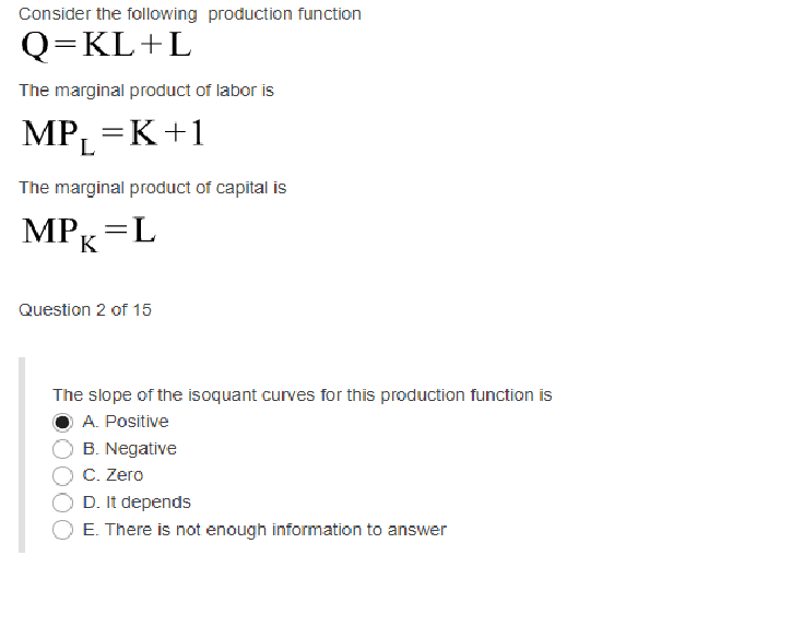 Solved Consider the following production function Q=KL+L The | Chegg.com